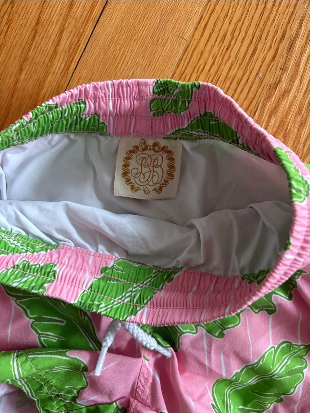 The Beaufort Bonnet Company Pink Shorts with Green Leaf Print
